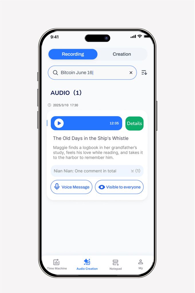 Each message is automatically saved and transcribe