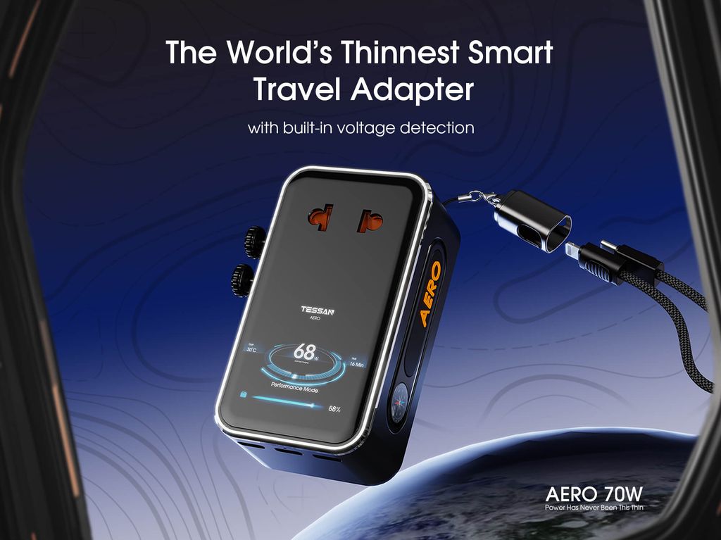 TESSAN AERO 70 Ultra-Thin Smart Travel Adapter