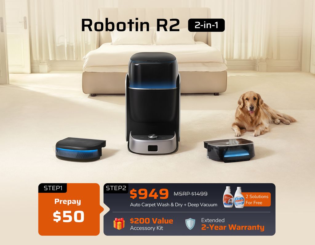 Robotin R2: World's First Robot Carpet Cleaner 