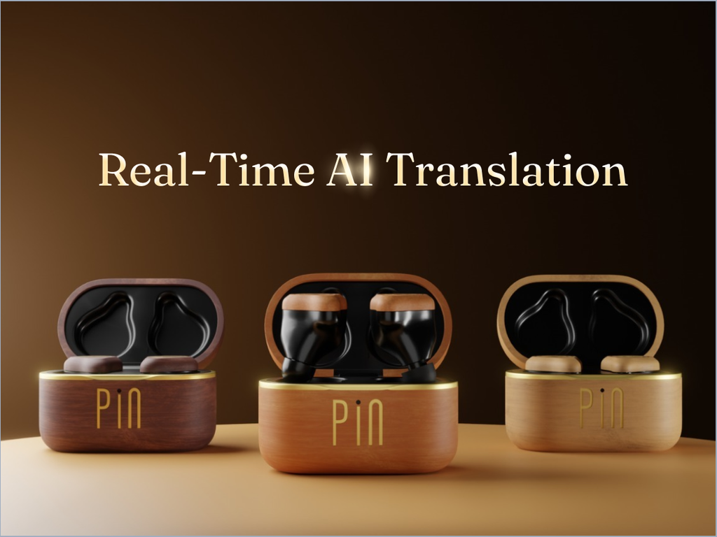 The Pin Earbuds: Crafted from Wood. Powered by AI.