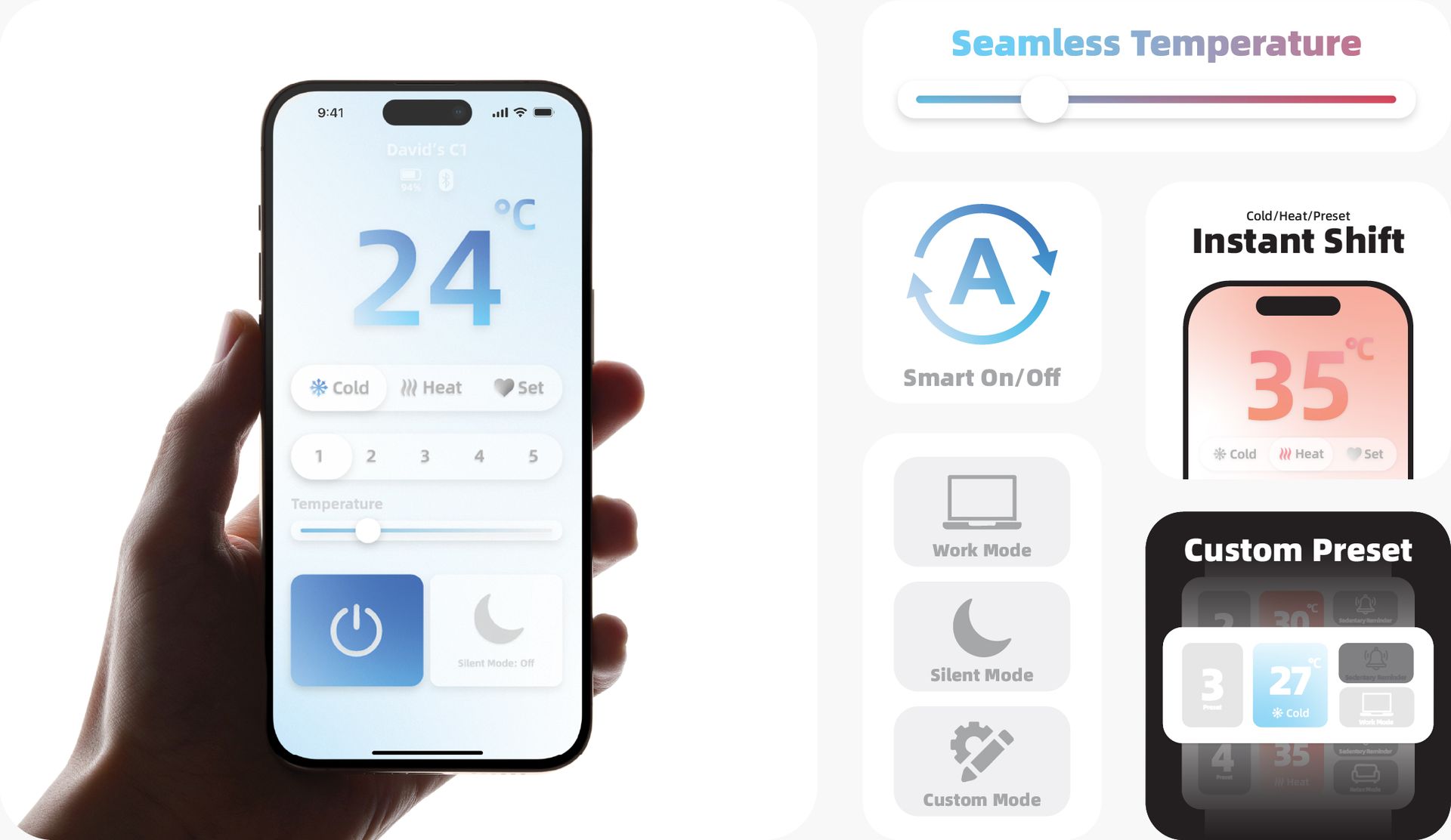 Instant buttons for speed. App for customization. 