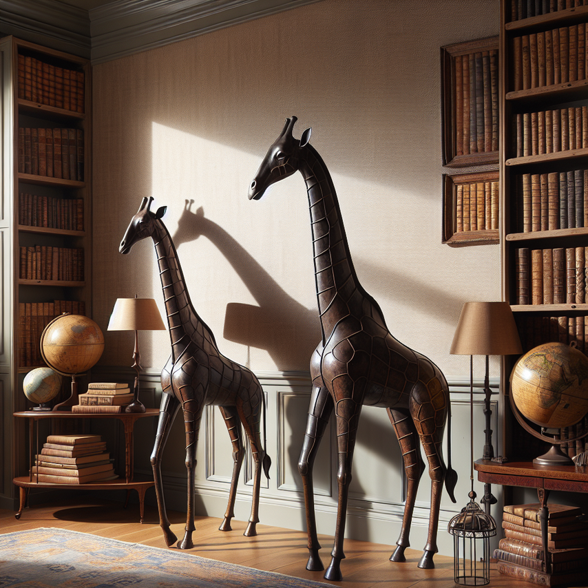 African Elegance Metal Giraffe Duo